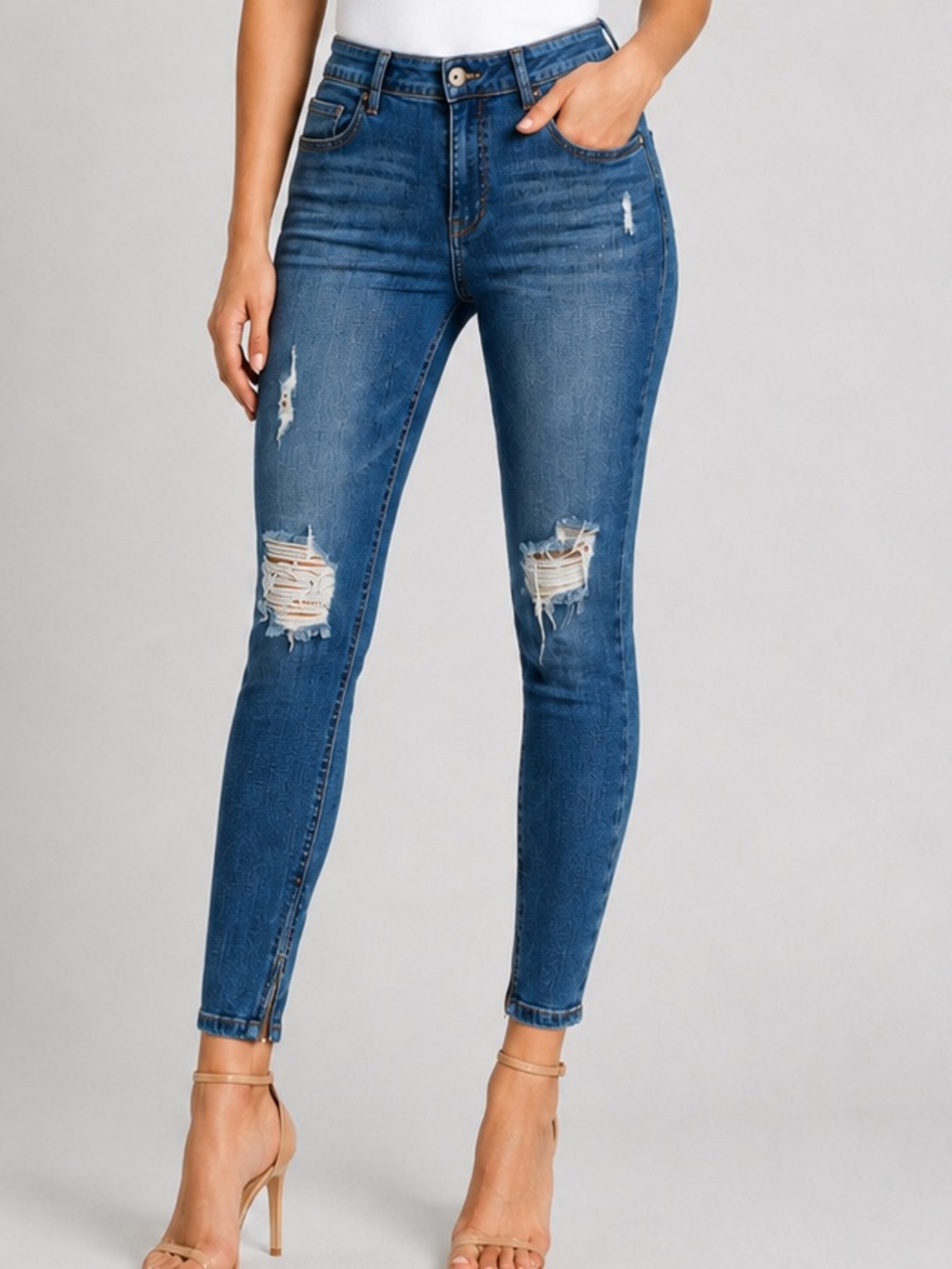 Pistola Ankle Zip High Rise Distressed Skinny Jeans Size 31